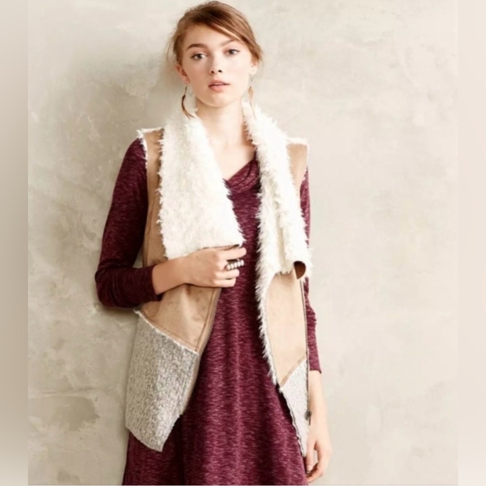 SATURDAY SUNDAY S Rodeo WOOL Western Festival Sherpa Faux Suede Fur Moto Vest
